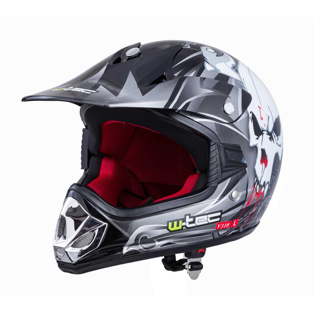 Dětská moto přilba W-TEC V310  Black Skull  M (51-52)