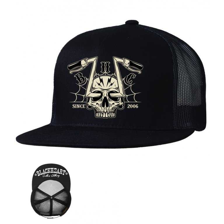 Kšiltovka BLACK HEART Chopper Skull Trucker  černá