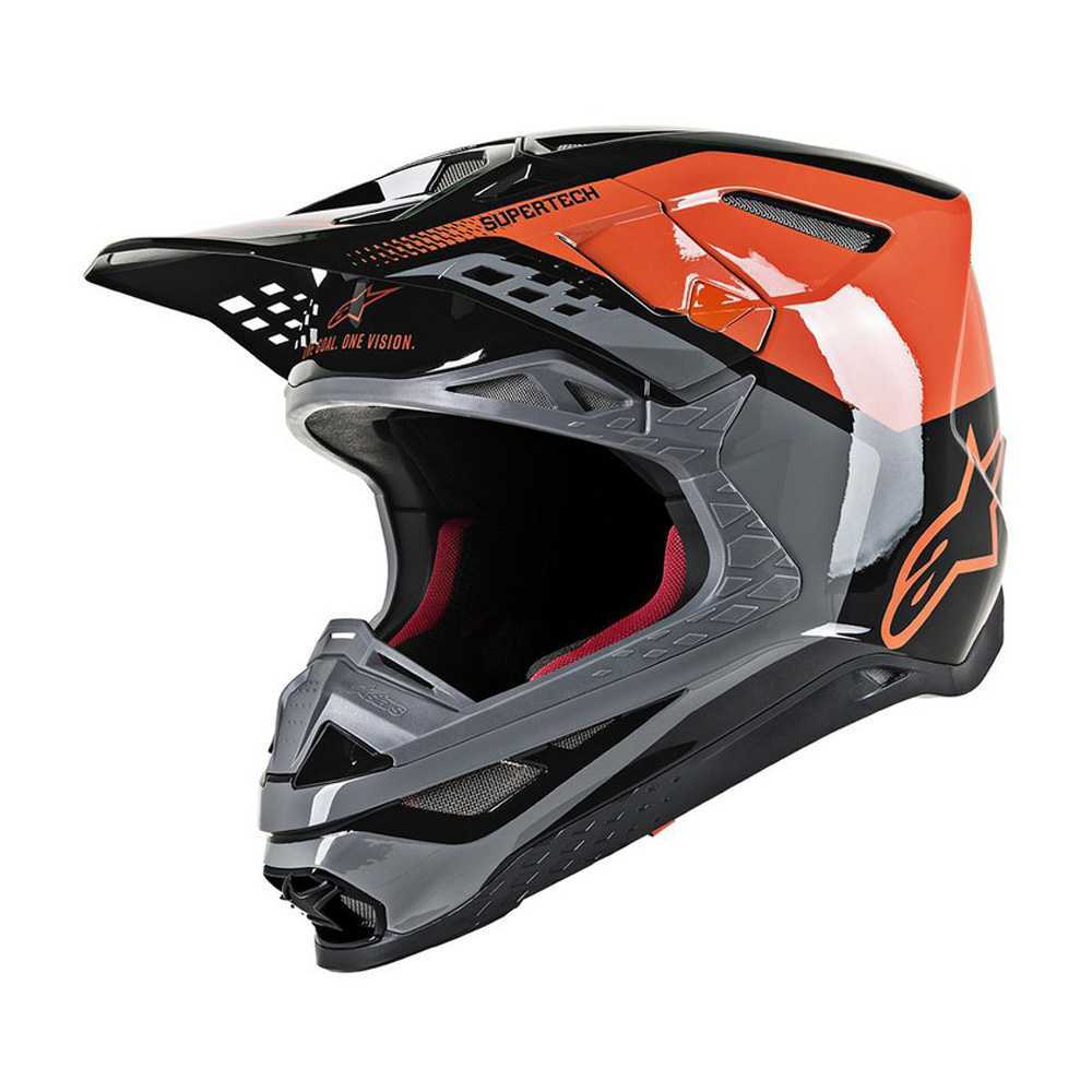 Moto přilba Alpinestars Supertech S-M8 Triple MIPS oranžová/šedá/