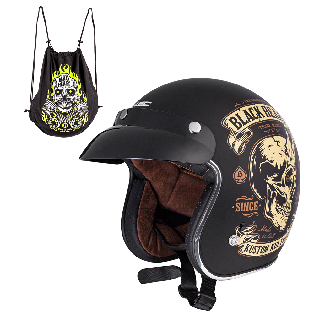 Moto přilba W-TEC Black Heart Kustom  Skull Horn