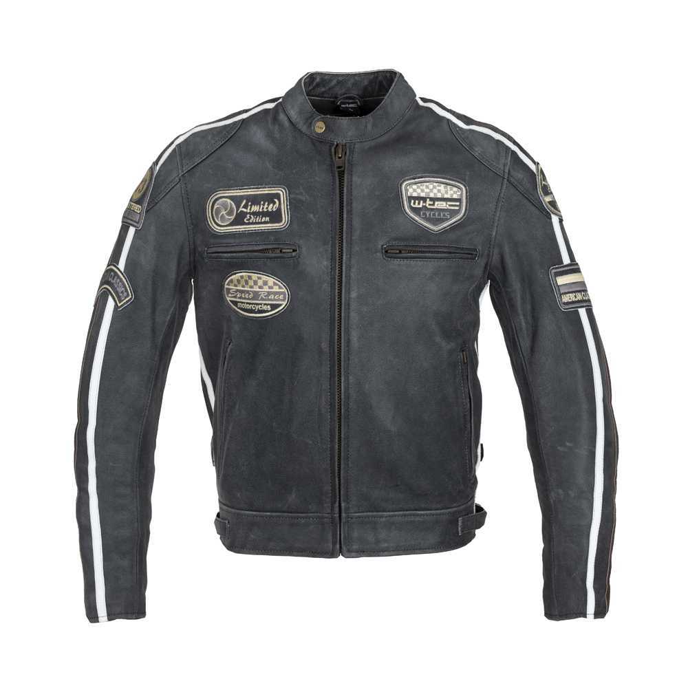 Pánská kožená moto bunda W-TEC Dark Vintage  tmavě šedá  3XL