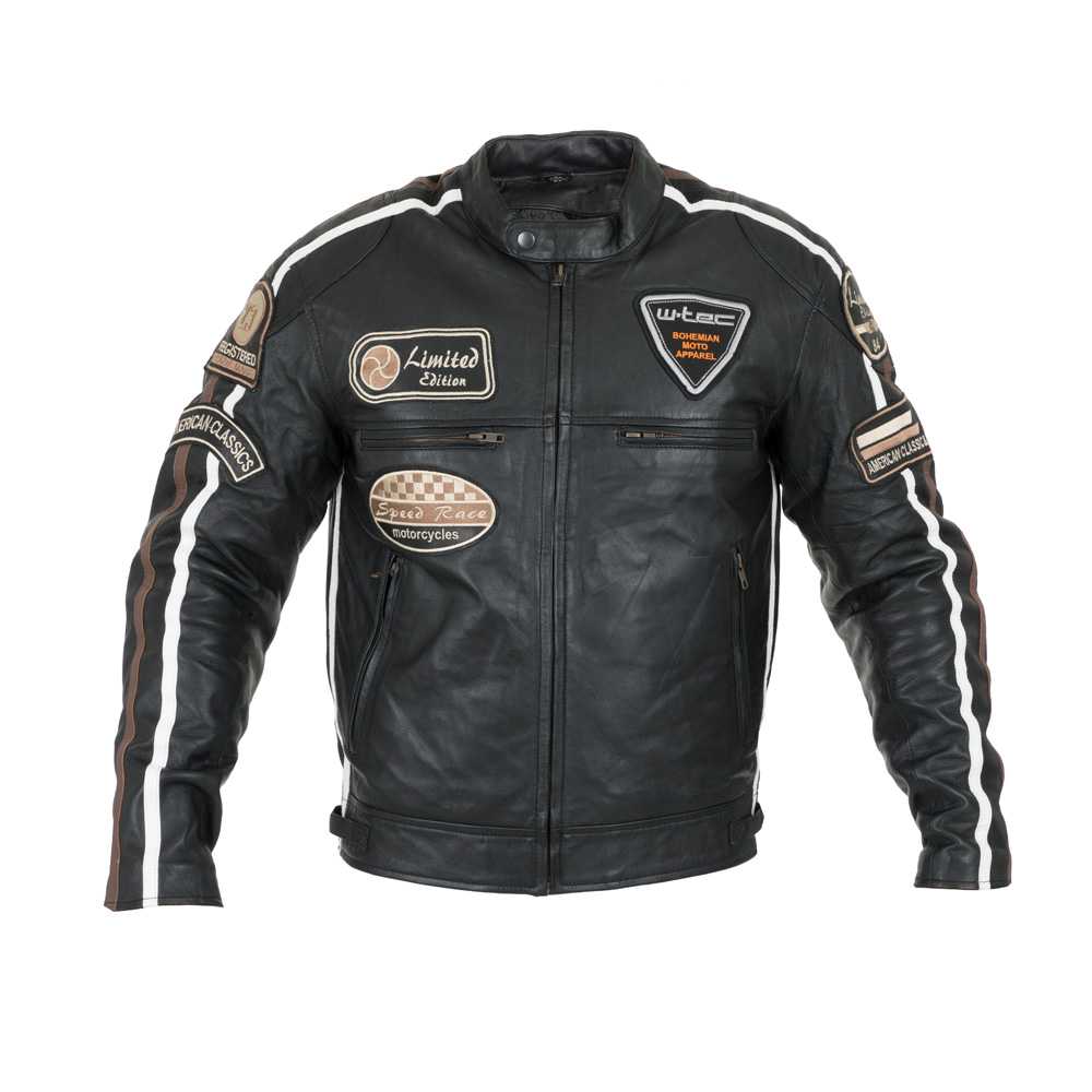 Pánská kožená moto bunda W-TEC Sheawen Black  černá  3XL