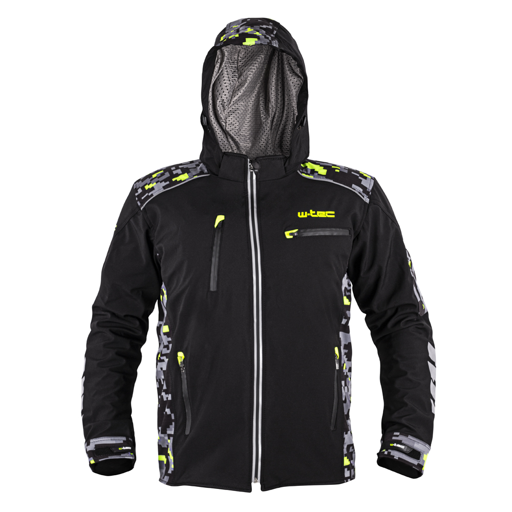 Pánská softshellová moto bunda W-TEC Kybero  černá-fluo  XL