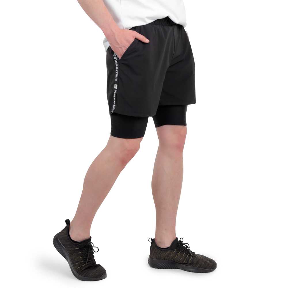 Pánské kraťasy 2v1 inSPORTline Closefit Short  černá  M