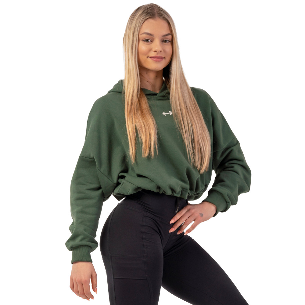 Volná crop mikina Nebbia Iconic 421  Dark Green  XS/S