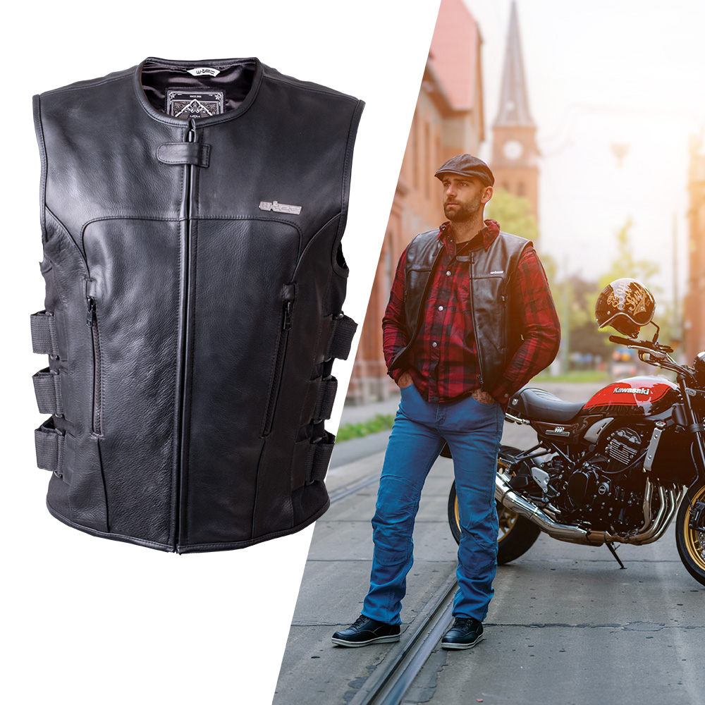 Kožená moto vesta W-TEC Trabacho  černá  3XL