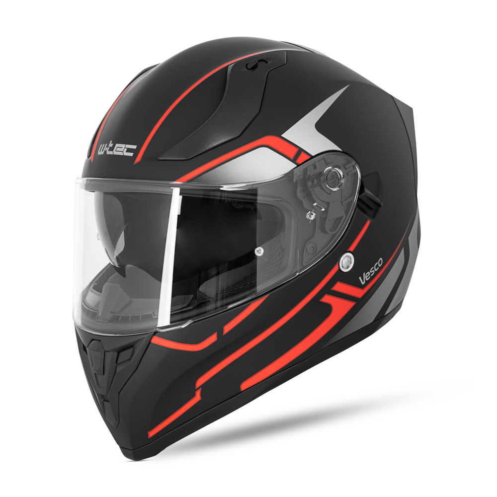 Integrální přilba W-TEC Vesco  Black Matt-Corsa Red  M (57-58)